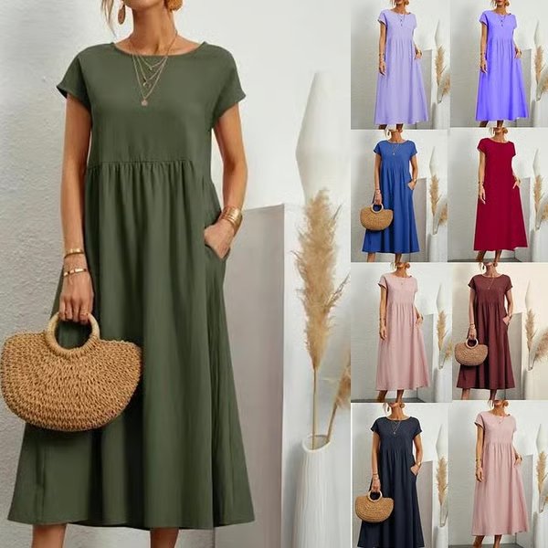 Airy Cotton-Linen Sleeveless Pocket Dress