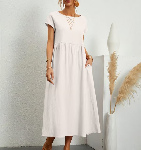 Airy Cotton-Linen Sleeveless Pocket Dress