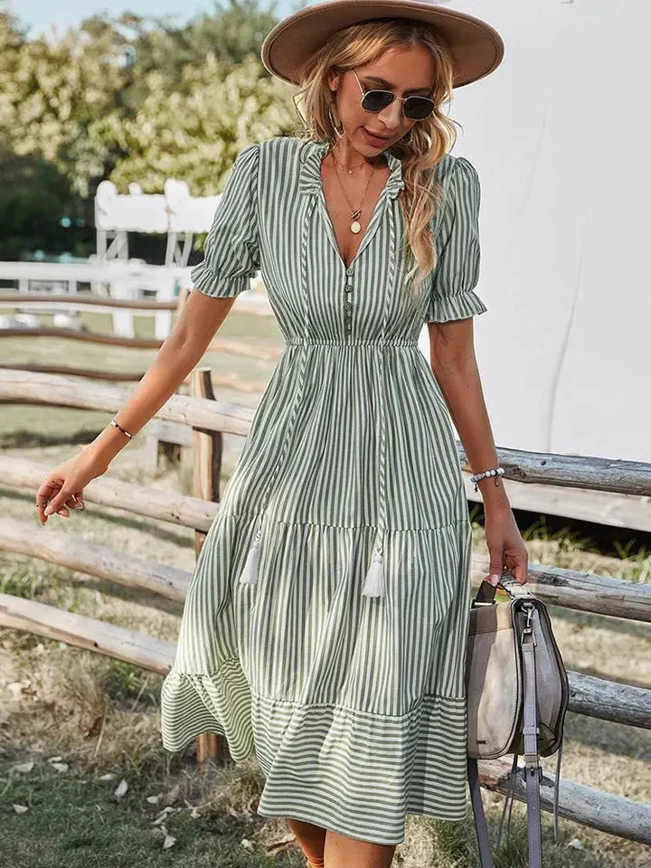 Coastal Beauty | Ruffled V-Neck Dress