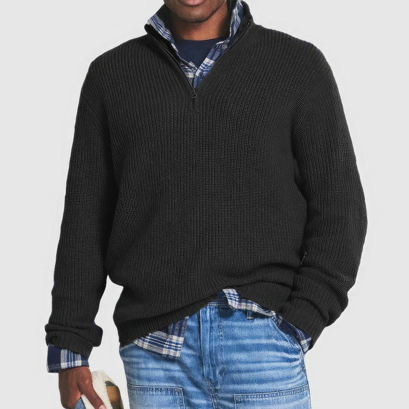 CLAUDE - ZIPPERED KNITTED PULLOVER FOR MEN