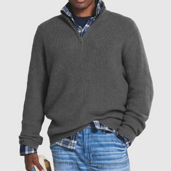 CLAUDE - ZIPPERED KNITTED PULLOVER FOR MEN