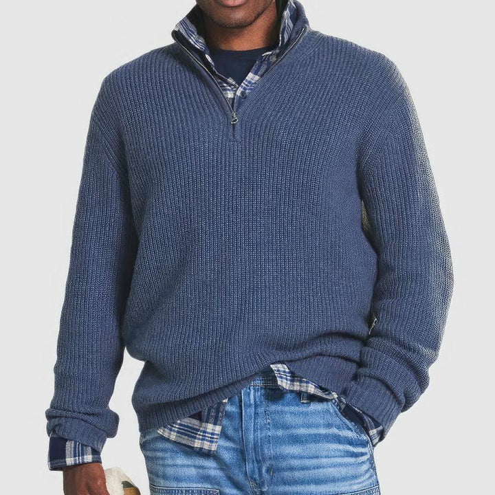 CLAUDE - ZIPPERED KNITTED PULLOVER FOR MEN