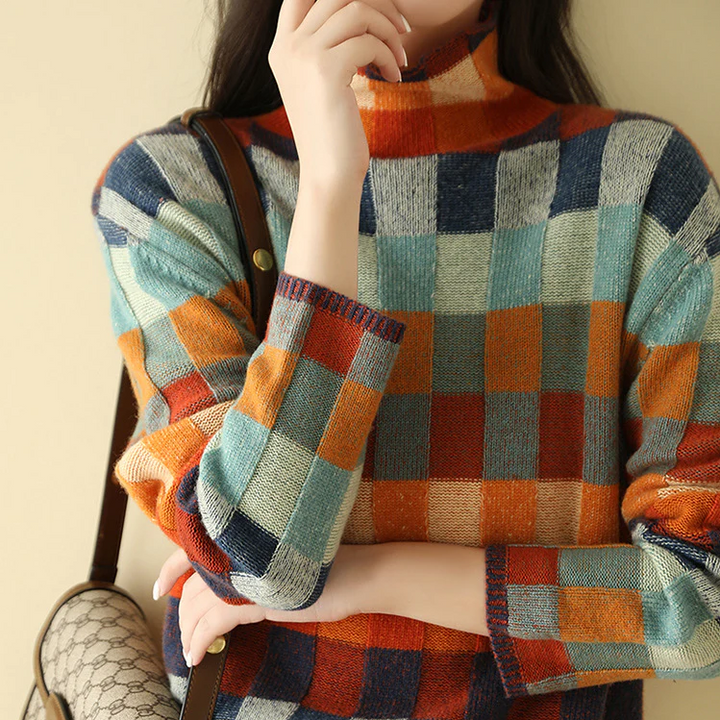 COUTURE CASHMERE PATCHWORK TURTLENECK